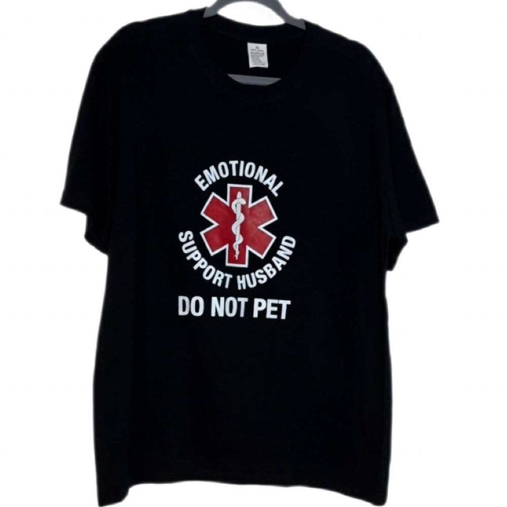 Emotional Support Husband Graphic Tee Black NWOT Size X-Large
